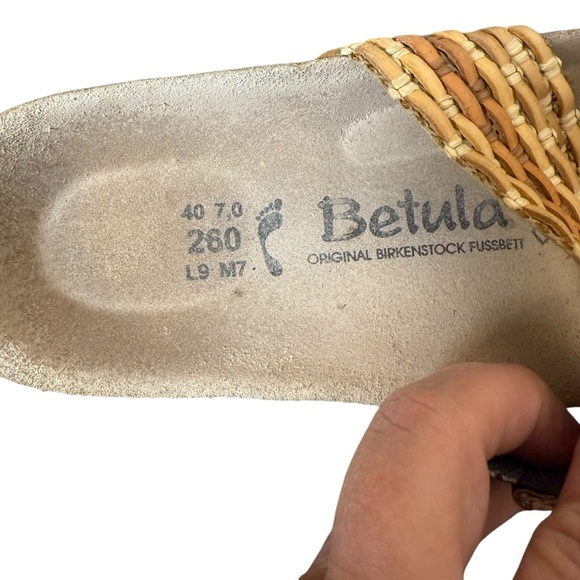 Betula Birkenstock Sandals Slides Natural Weave  W 9 M 7 EU 40 Boho Festival - Picture 7 of 9